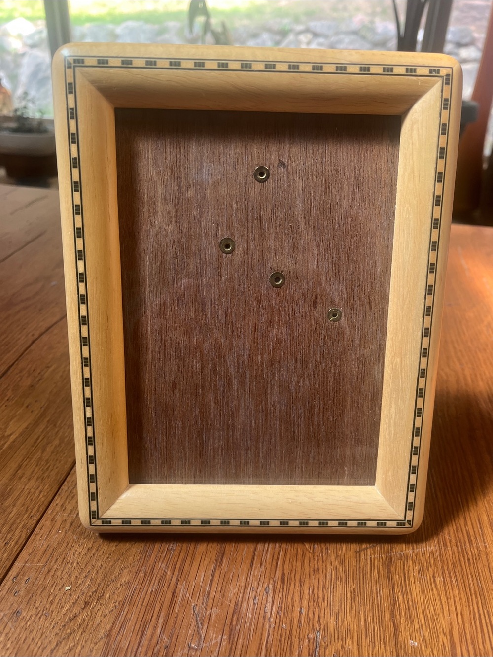 Wooden Picture Frame with Inlaid Border - Natural Wood 5x7